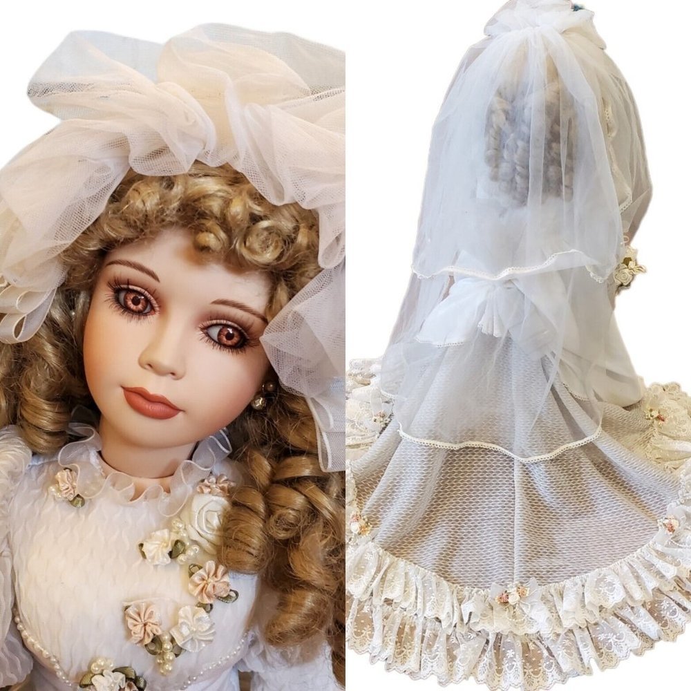 Bride Porcelain Doll Wedding Blonde Hair Celeste‎ No Box Large Tall Show Stopper